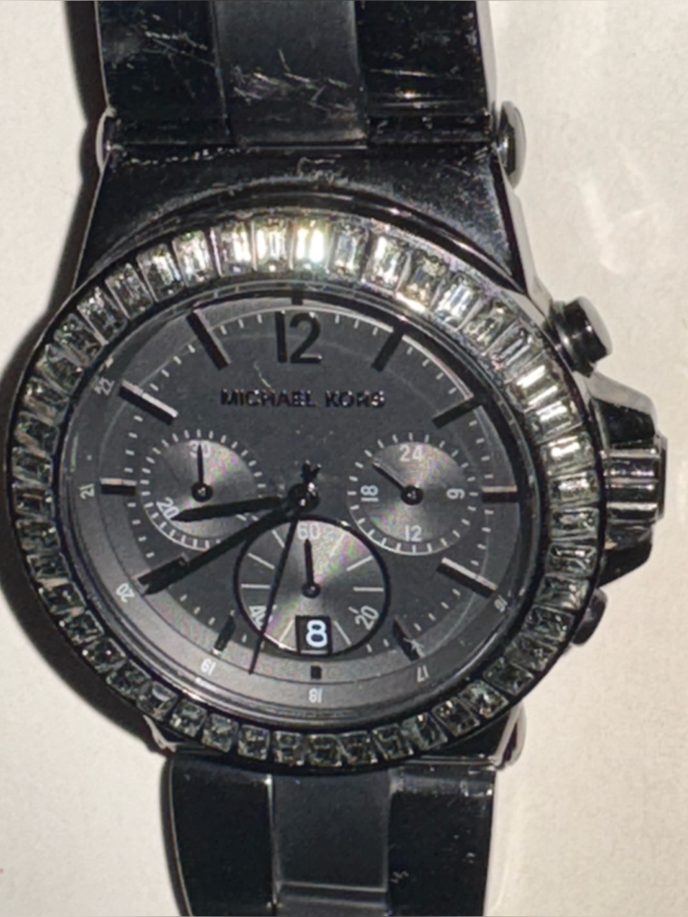 Michael Kors Men’s Black Crystal-Bezel Chronograph Watch